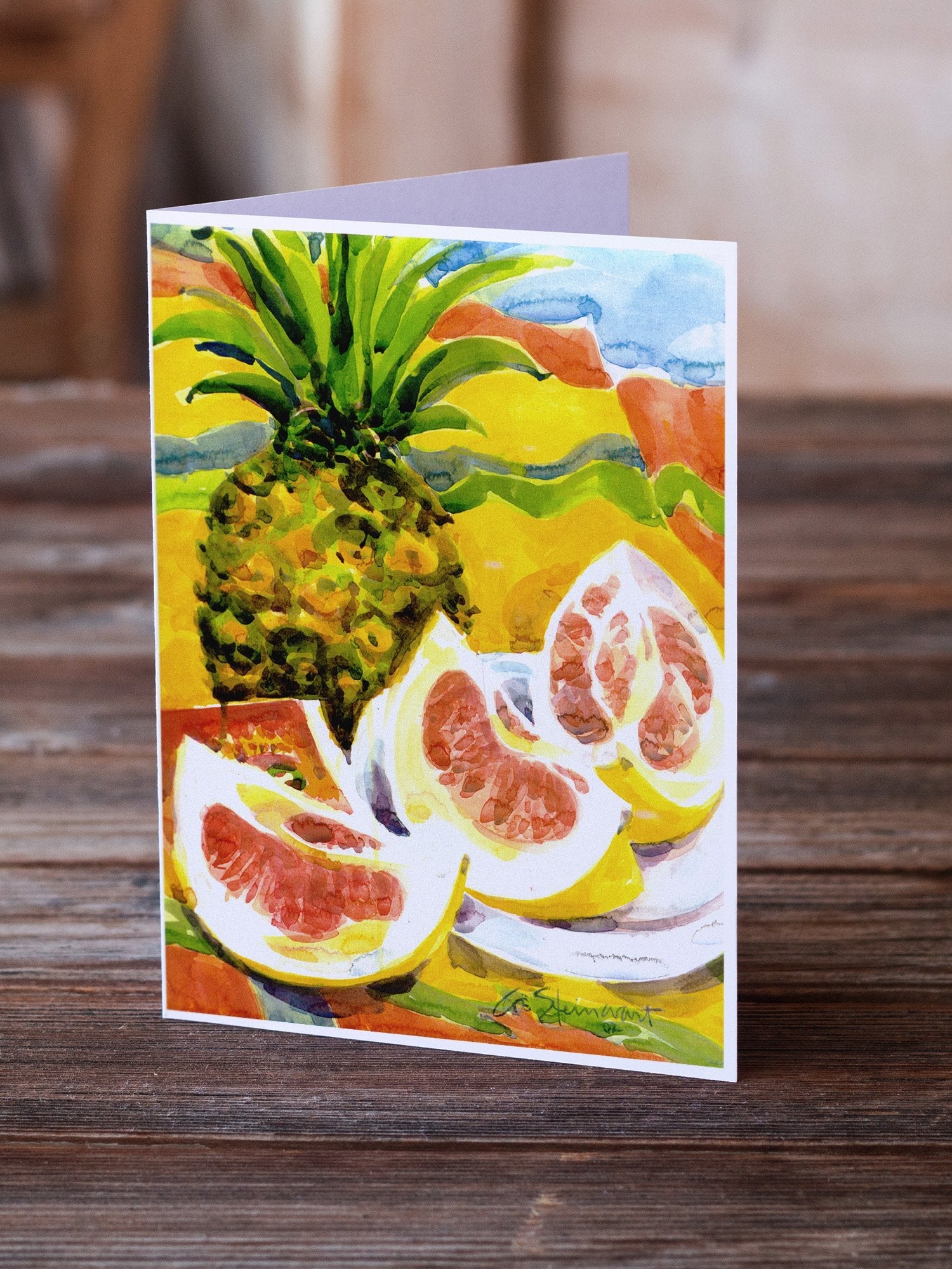 Pineapple Greeting Cards Pack of 8 Blank Cards with Envelopes Whimsical A7 Size 5x7