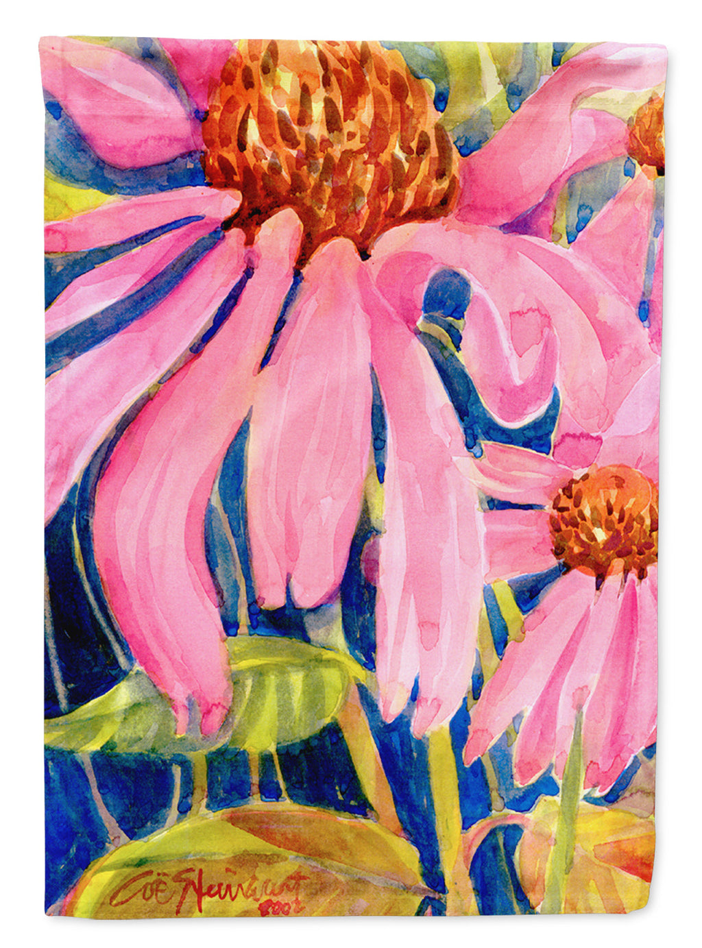 Flower - Coneflower House Flag 28x40 Porch Sleeve Pole Decorative Outside Yard Banner Artwork Wall Hanging, Polyester