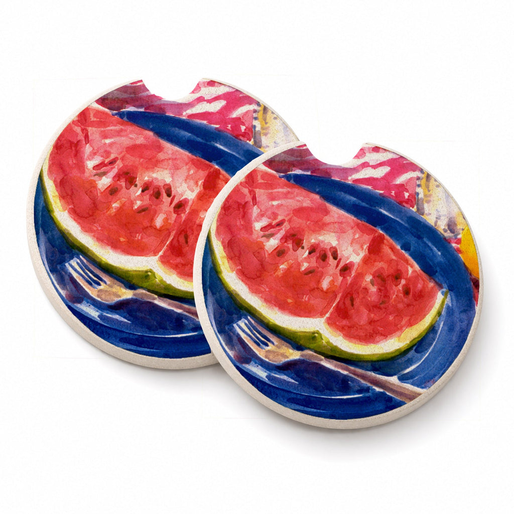 Watermelon Set of 2 Cup Holder Car Coasters Absorbent Round Sandstone Coasters Gifts for Men or Women, 2.5, Multicolor
