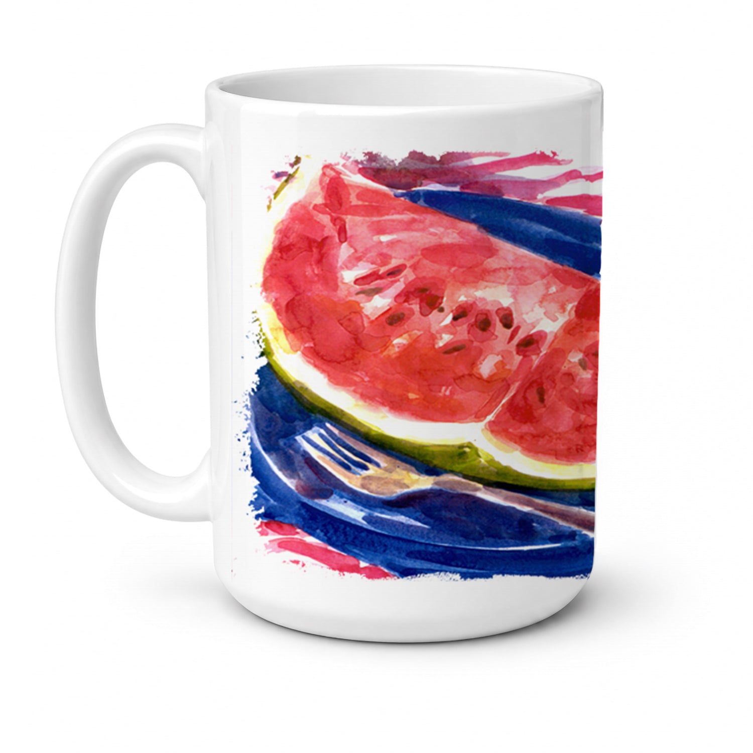 Watermelon Ceramic Coffee Mug 15 oz Decorative Large C Handle Mug Cup for Tea, Cocoa Hot Chocolate