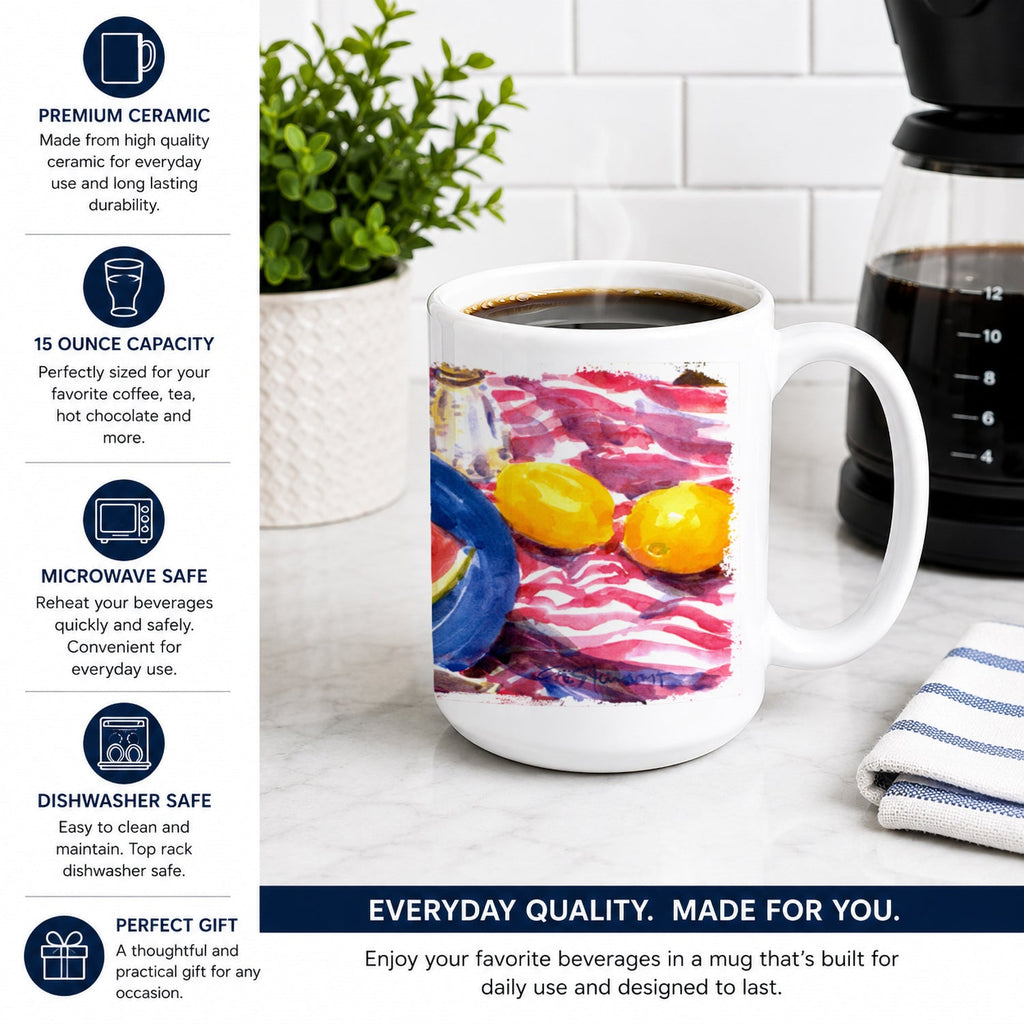 Watermelon Ceramic Coffee Mug 15 oz Decorative Large C Handle Mug Cup for Tea, Cocoa Hot Chocolate