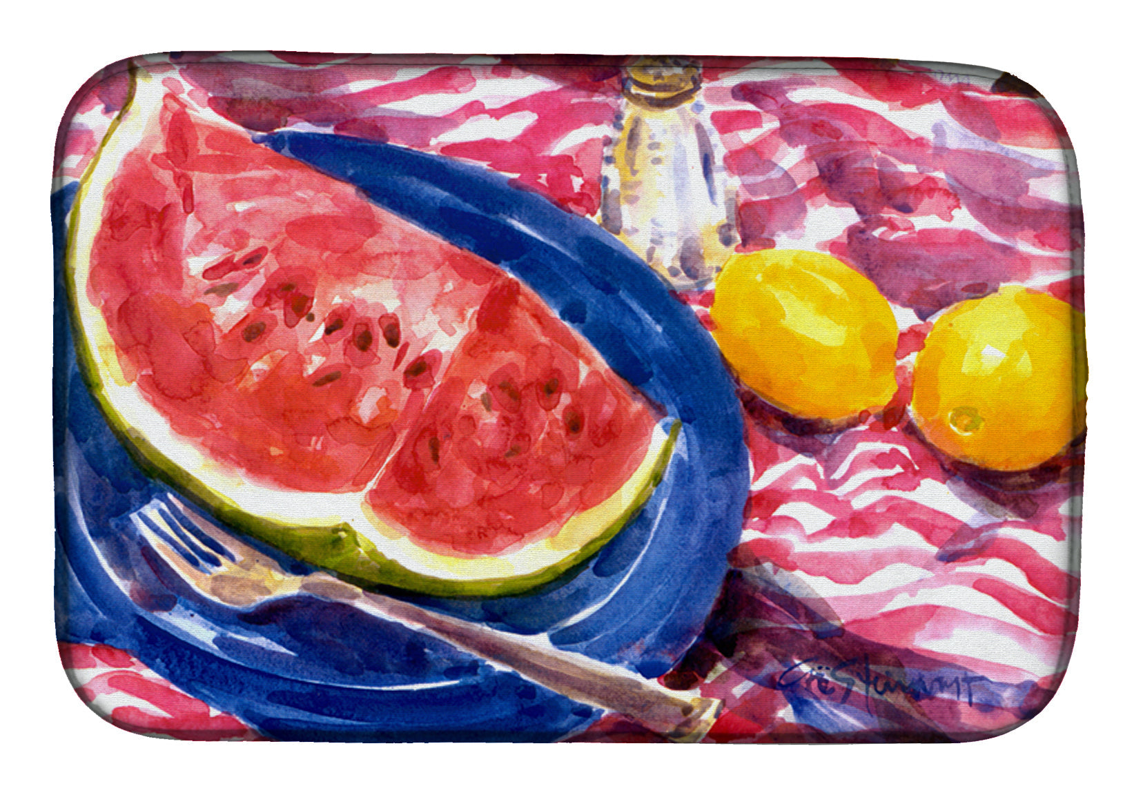 Watermelon Dish Drying Mat Absorbent Dish Drying Mat Pad for Kitchen Counter Dish Drainer Mat for Countertop, 14 x 21", Multicolor