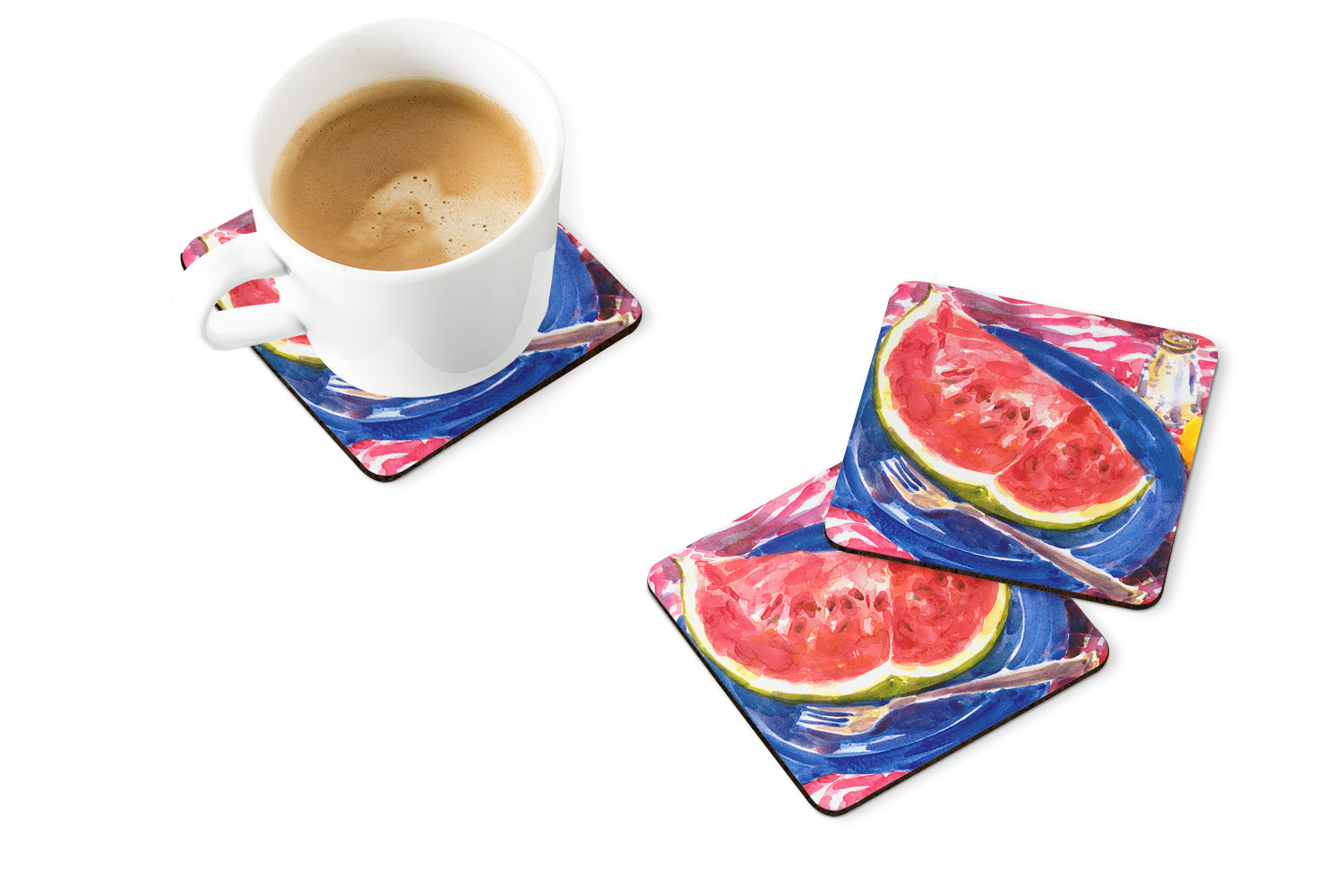 Watermelon Foam Coasters Set of 4 Cup Coasters for Indoor Outdoor, Tabletop Protection, Anti Slip, Mouse pad Material