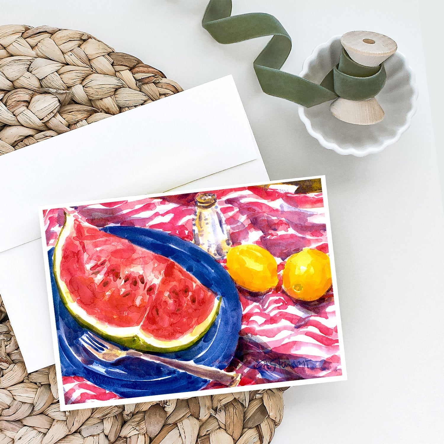 Watermelon Greeting Cards Pack of 8 Blank Cards with Envelopes Whimsical A7 Size 5x7