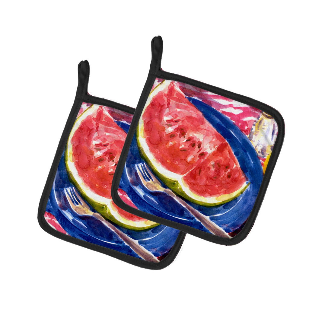 Watermelon Pot Holder Set of 2 Heat Resistant Quilted Hot Pads 7.5 x 7.5 Inch, Insulated Kitchen Trivets for Cooking & Baking