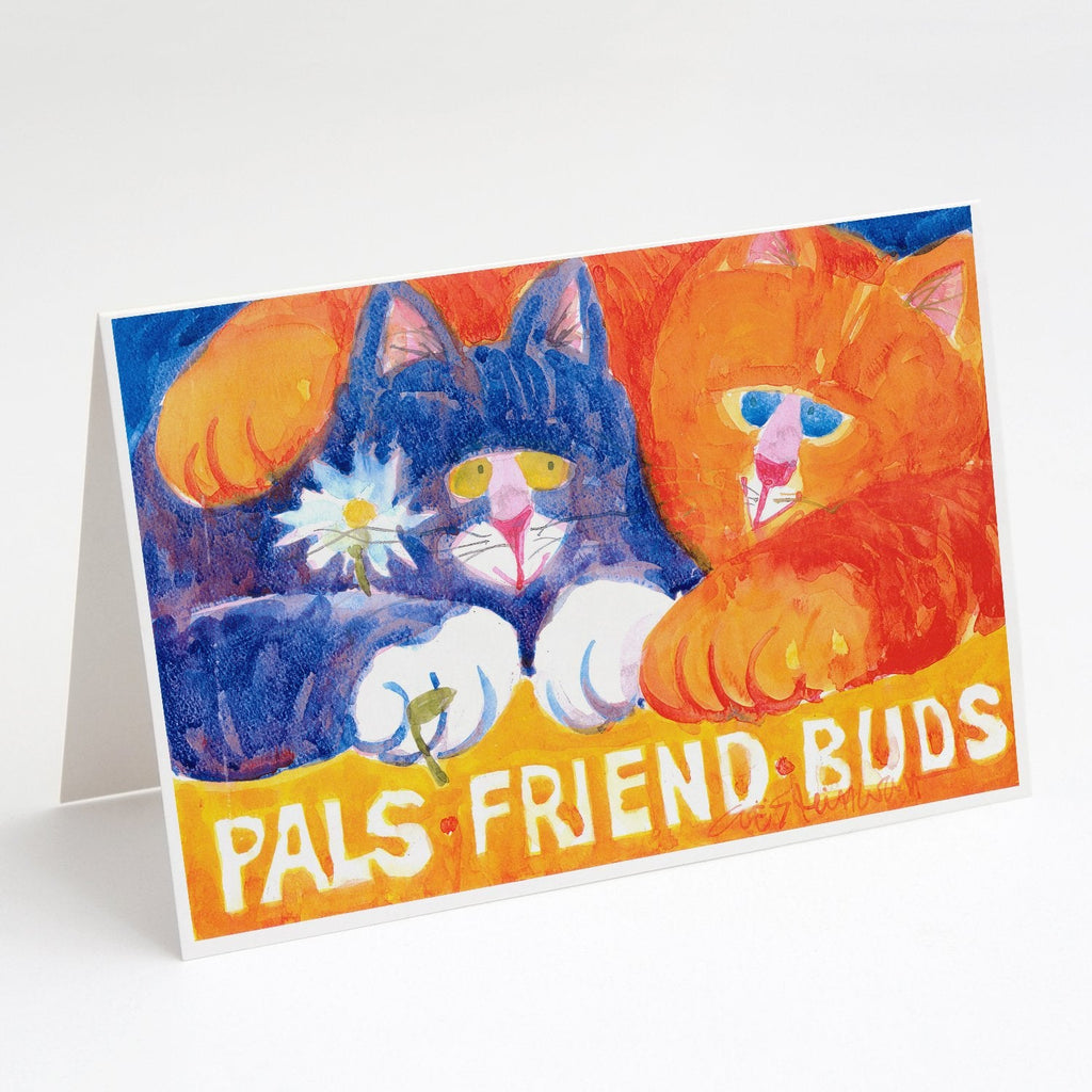 Cats Pals Friends Buds Greeting Cards Pack of 8 Blank Cards with Envelopes Whimsical A7 Size 5x7