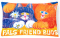 Cats Pals Friends Buds Decorative Throw Pillow 12x16 Indoor Outdoor Accent Cushion, Fabric Cover with Insert for Sofa, Bed, Porch & Living Room
