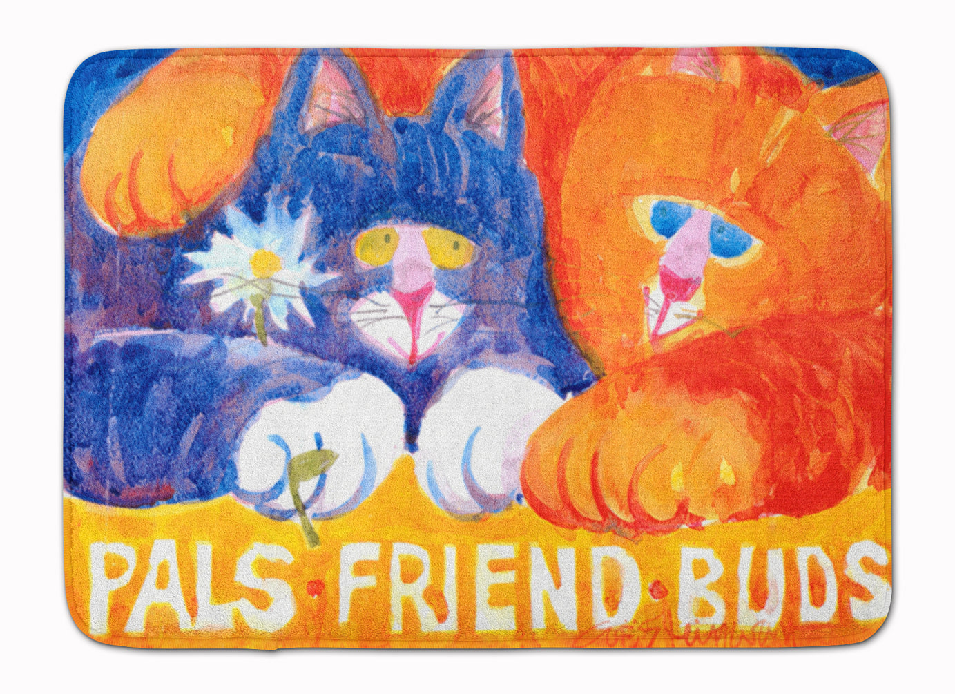 Cats Pals Friends Buds Memory Foam Kitchen Mat Machine Washable Anti-Fatigue Cushion Comfort Bath or Kitchen Rug