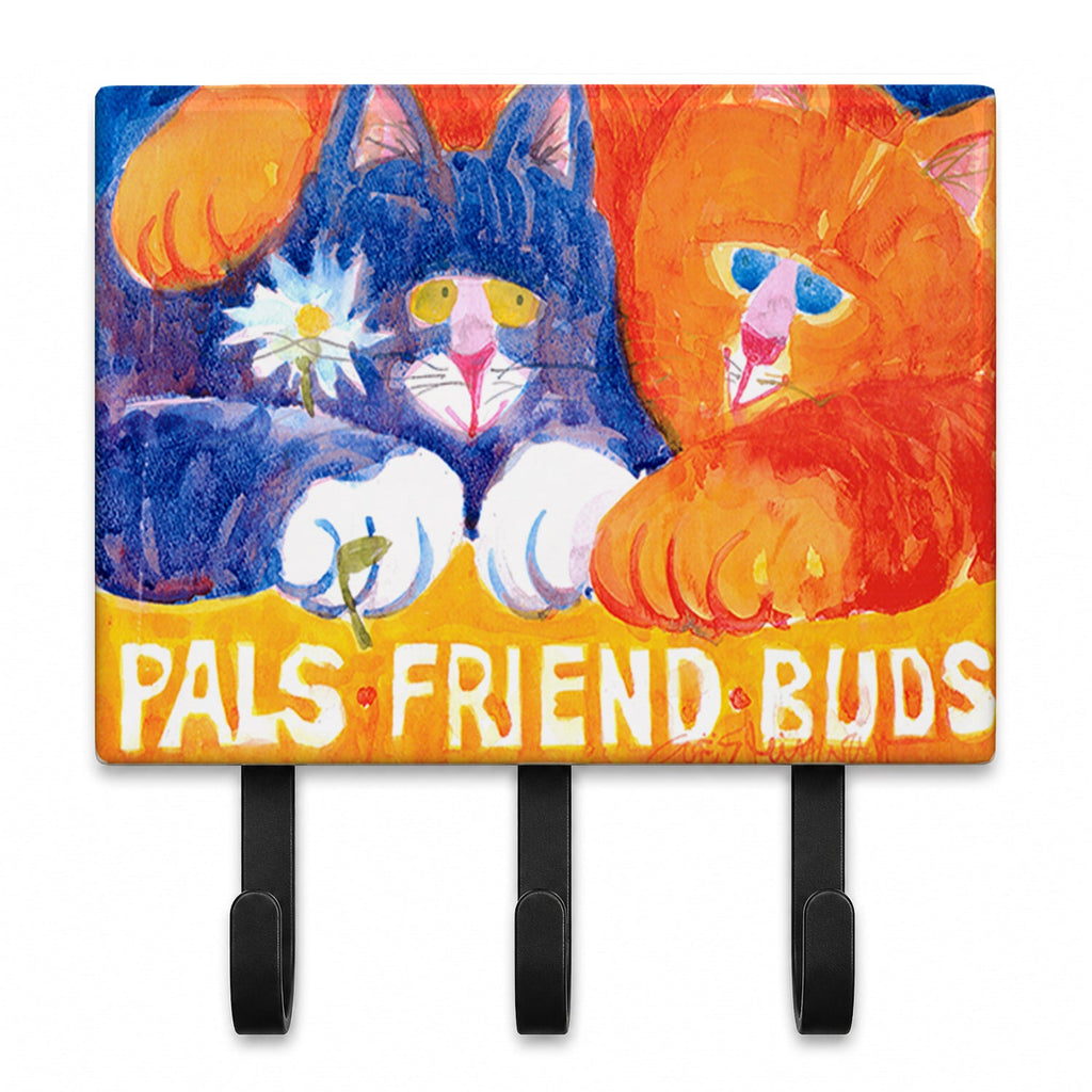 Cats Pals Friends Buds Leash or Key Holder Wall Hooks, Coat Rack Wall Mount, for Hanging Keys, Towels, Aprons, Leashes
