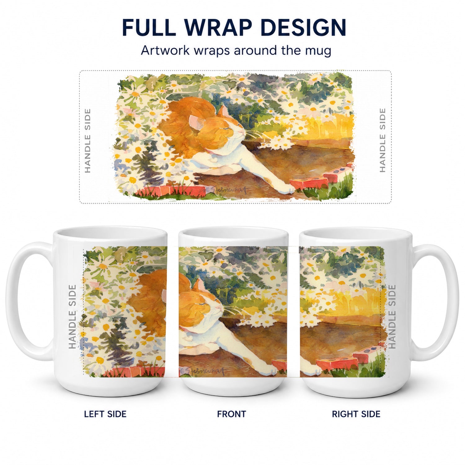 Cat Ceramic Coffee Mug 15 oz Decorative Large C Handle Mug Cup for Tea, Cocoa Hot Chocolate