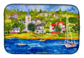 Harbour Scene with Sailboat Dish Drying Mat Absorbent Dish Drying Mat Pad for Kitchen Counter Dish Drainer Mat for Countertop, 14 x 21", Multicolor