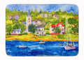 Harbour Scene with Sailboat Memory Foam Kitchen Mat Machine Washable Anti-Fatigue Cushion Comfort Bath or Kitchen Rug