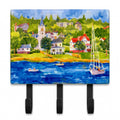 Harbour Scene with Sailboat Leash or Key Holder Wall Hooks, Coat Rack Wall Mount, for Hanging Keys, Towels, Aprons, Leashes