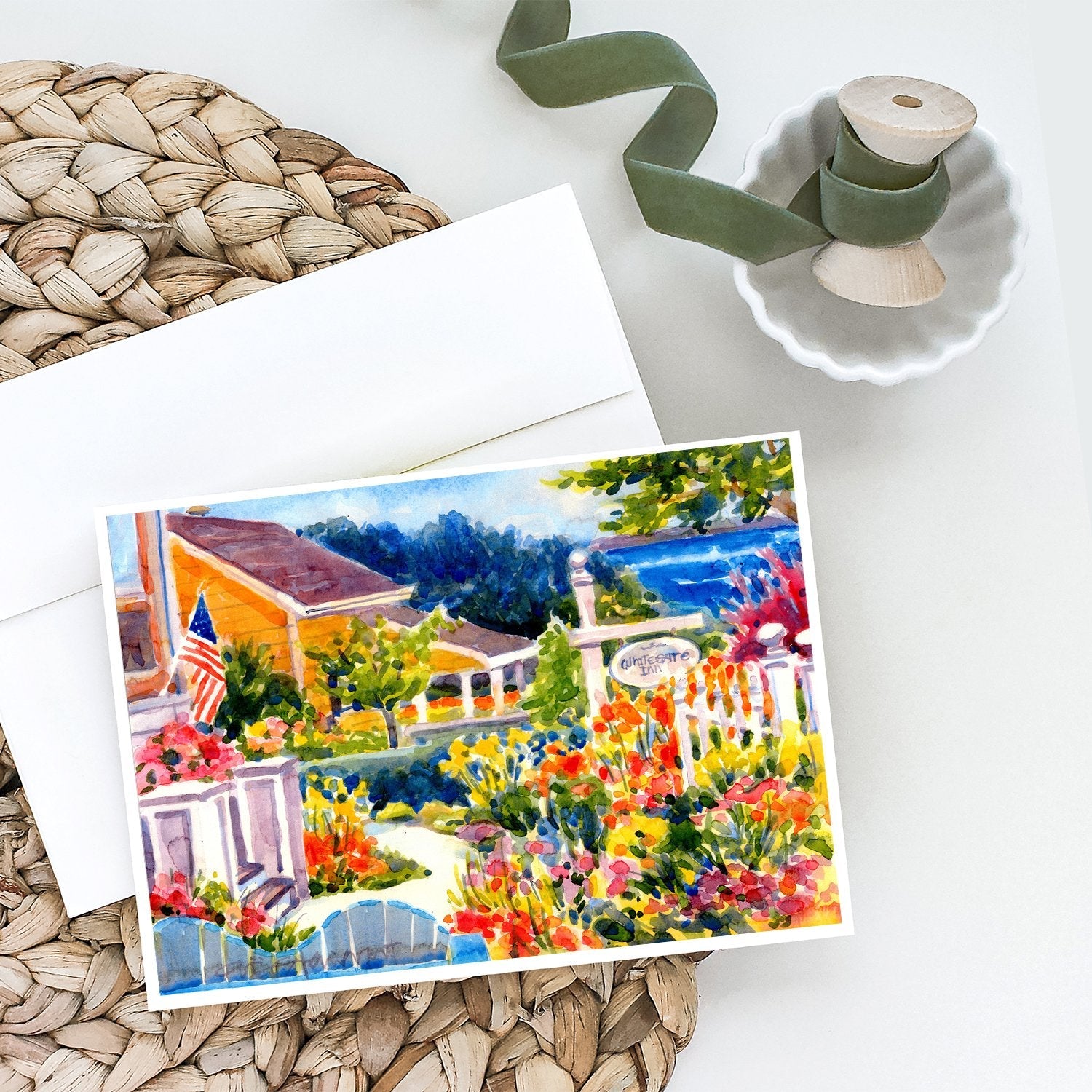 Seaside Beach Cottage Greeting Cards Pack of 8 Blank Cards with Envelopes Whimsical A7 Size 5x7