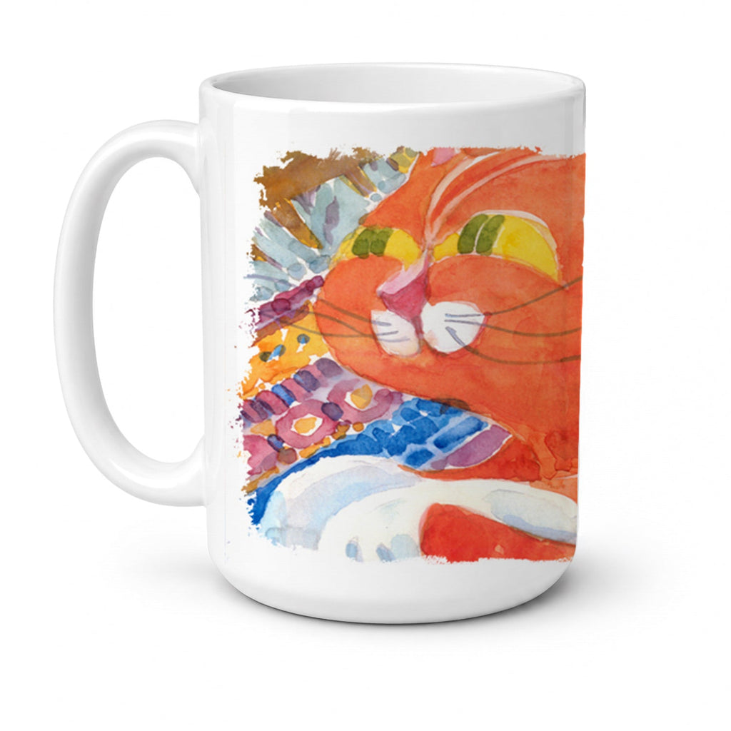 Cat Ceramic Coffee Mug 15 oz Decorative Large C Handle Mug Cup for Tea, Cocoa Hot Chocolate