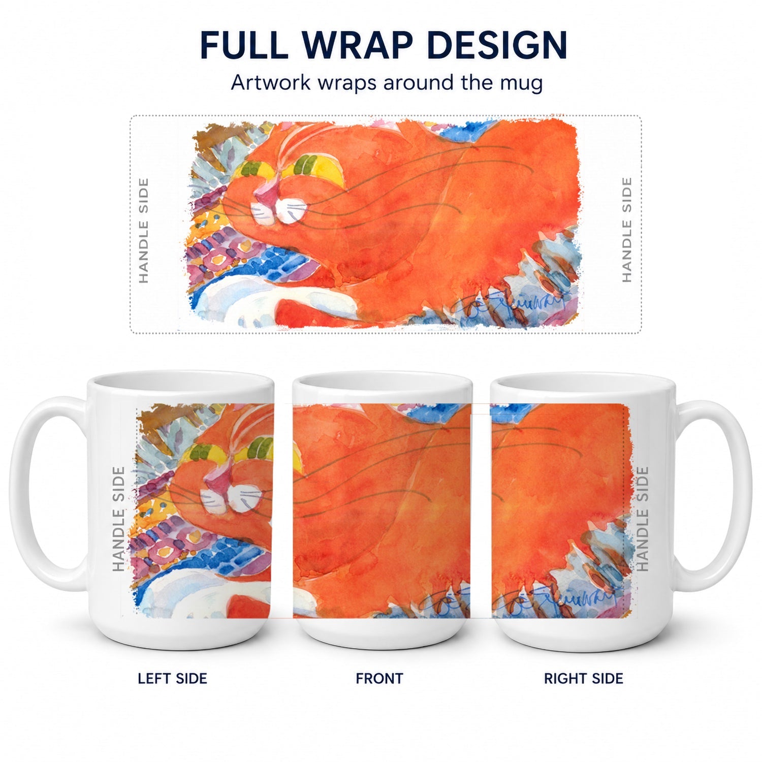 Cat Ceramic Coffee Mug 15 oz Decorative Large C Handle Mug Cup for Tea, Cocoa Hot Chocolate