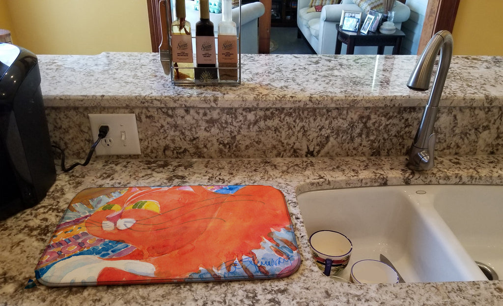 Cat Dish Drying Mat Absorbent Dish Drying Mat Pad for Kitchen Counter Dish Drainer Mat for Countertop, 14 x 21", Multicolor