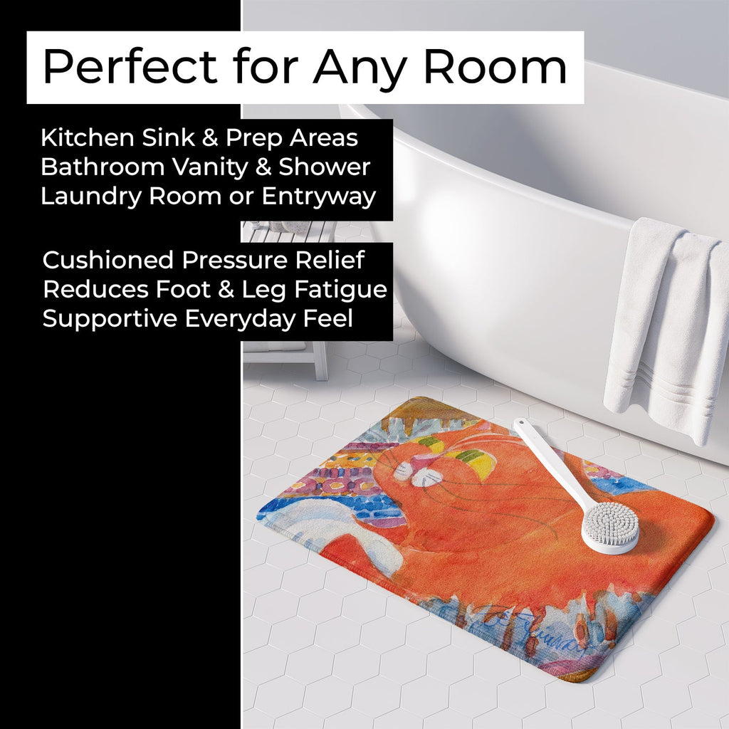 Cat Memory Foam Kitchen Mat Machine Washable Anti-Fatigue Cushion Comfort Bath or Kitchen Rug