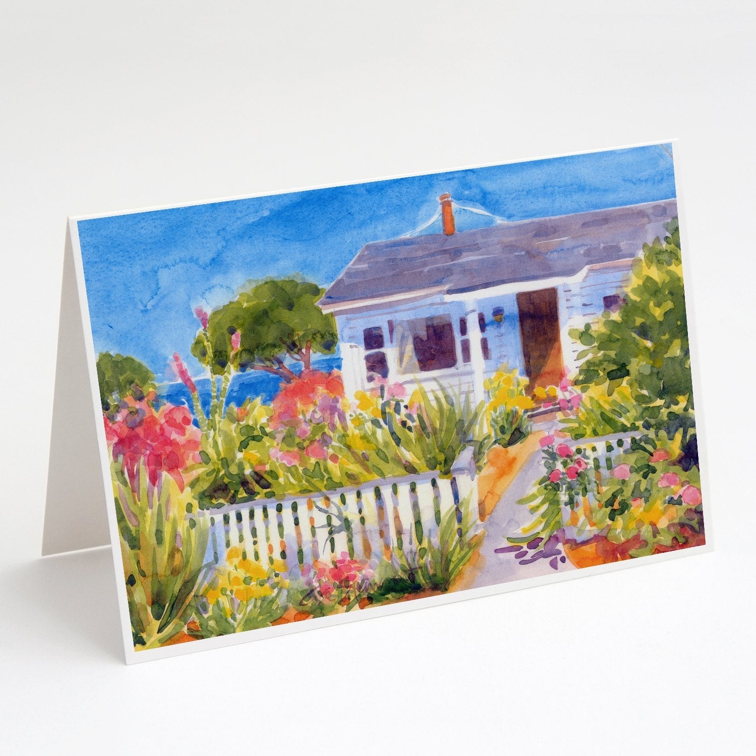 Seaside Beach Cottage Greeting Cards Pack of 8 Blank Cards with Envelopes Whimsical A7 Size 5x7