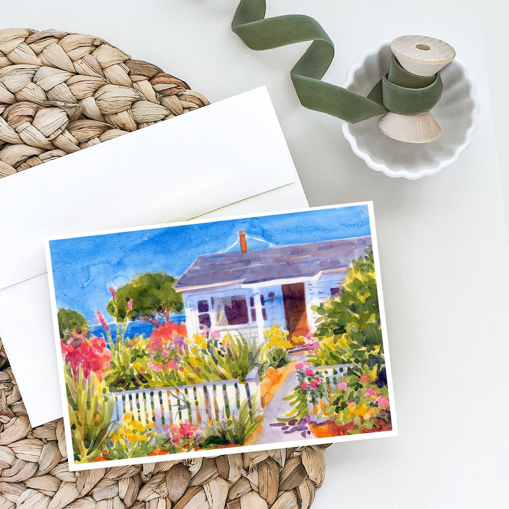 Seaside Beach Cottage Greeting Cards Pack of 8 Blank Cards with Envelopes Whimsical A7 Size 5x7