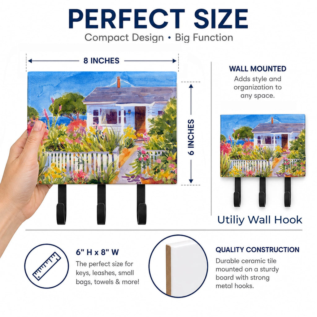Seaside Beach Cottage Leash or Key Holder Wall Hooks, Coat Rack Wall Mount, for Hanging Keys, Towels, Aprons, Leashes