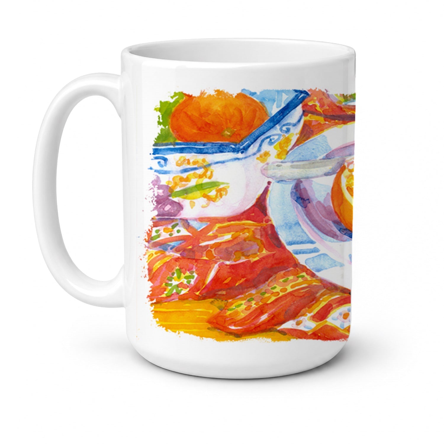 Florida Oranges Sliced for breakfast Ceramic Coffee Mug 15 oz Decorative Large C Handle Mug Cup for Tea, Cocoa Hot Chocolate