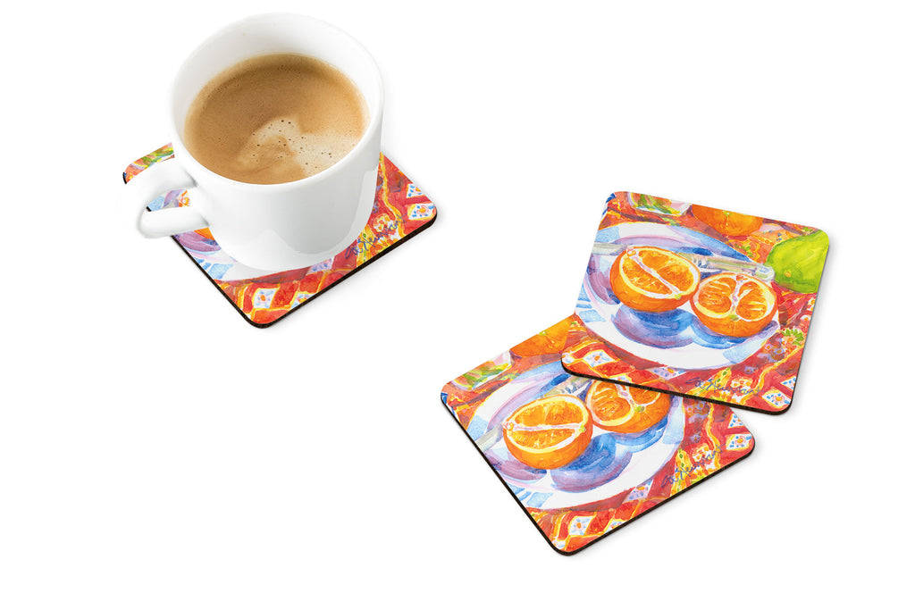 Florida Oranges Sliced for breakfast Foam Coasters Set of 4 Cup Coasters for Indoor Outdoor, Tabletop Protection, Anti Slip, Mouse pad Material