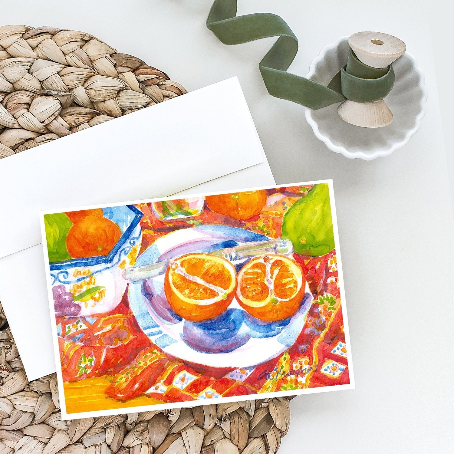 Florida Oranges Sliced for breakfast Greeting Cards Pack of 8 Blank Cards with Envelopes Whimsical A7 Size 5x7