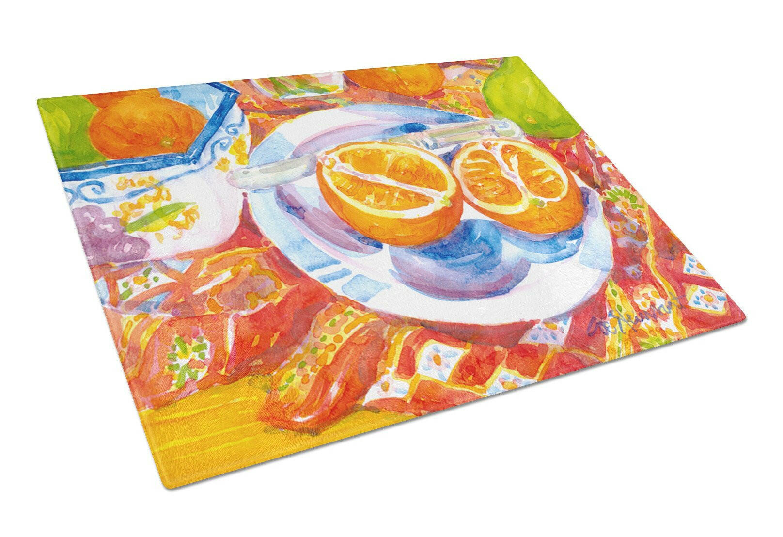 Florida Oranges Sliced for breakfast Cutting Board Tempered Glass Kitchen Cutting Surface, Heat Resistant Chopping, Non-Slip Feet, Food Prep & Serving