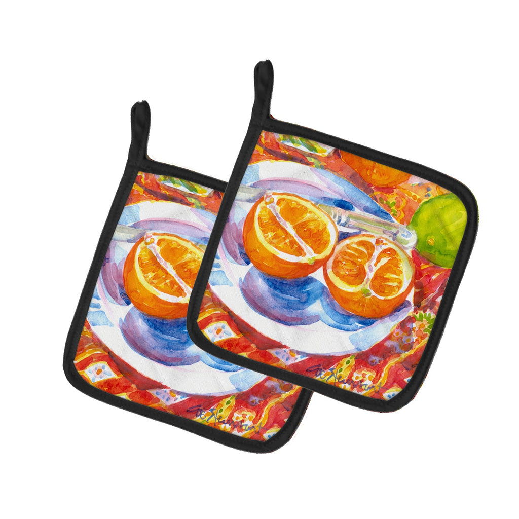 Florida Oranges Sliced for breakfast Pot Holder Set of 2 Heat Resistant Quilted Hot Pads 7.5 x 7.5 Inch, Insulated Kitchen Trivets for Cooking & Baking