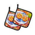 Florida Oranges Sliced for breakfast Pot Holder Set of 2 Heat Resistant Quilted Hot Pads 7.5 x 7.5 Inch, Insulated Kitchen Trivets for Cooking & Baking