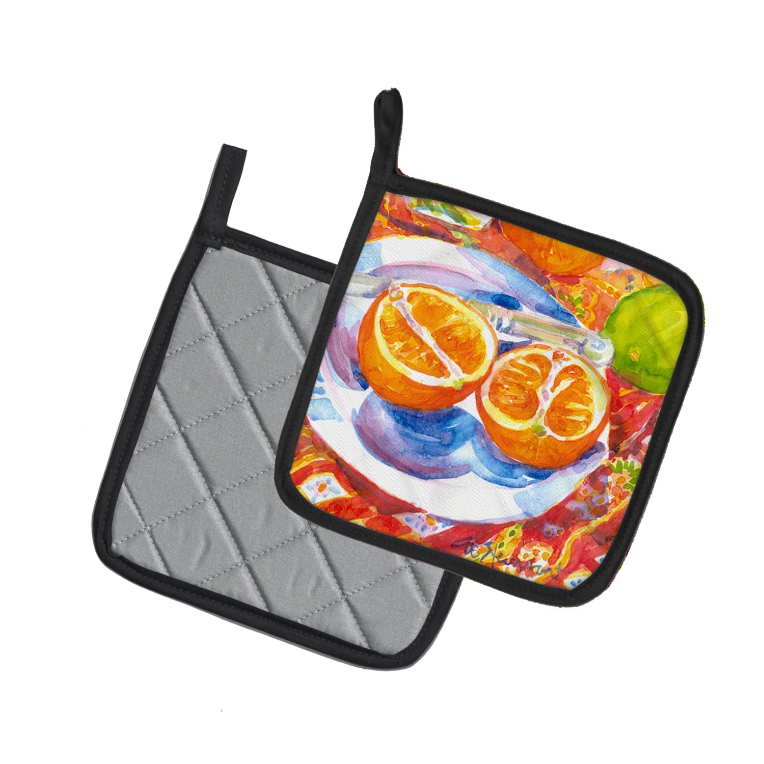 Florida Oranges Sliced for breakfast Pot Holder Set of 2 Heat Resistant Quilted Hot Pads 7.5 x 7.5 Inch, Insulated Kitchen Trivets for Cooking & Baking
