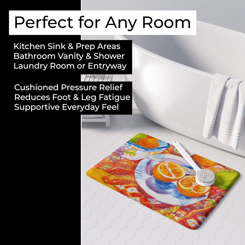 Florida Oranges Sliced for breakfast Memory Foam Kitchen Mat Machine Washable Anti-Fatigue Cushion Comfort Bath or Kitchen Rug