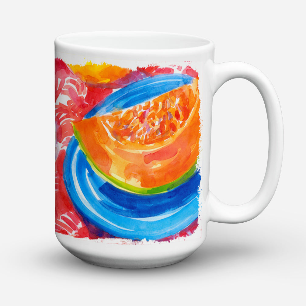 A Slice of Cantelope Ceramic Coffee Mug 15 oz Decorative Large C Handle Mug Cup for Tea, Cocoa Hot Chocolate