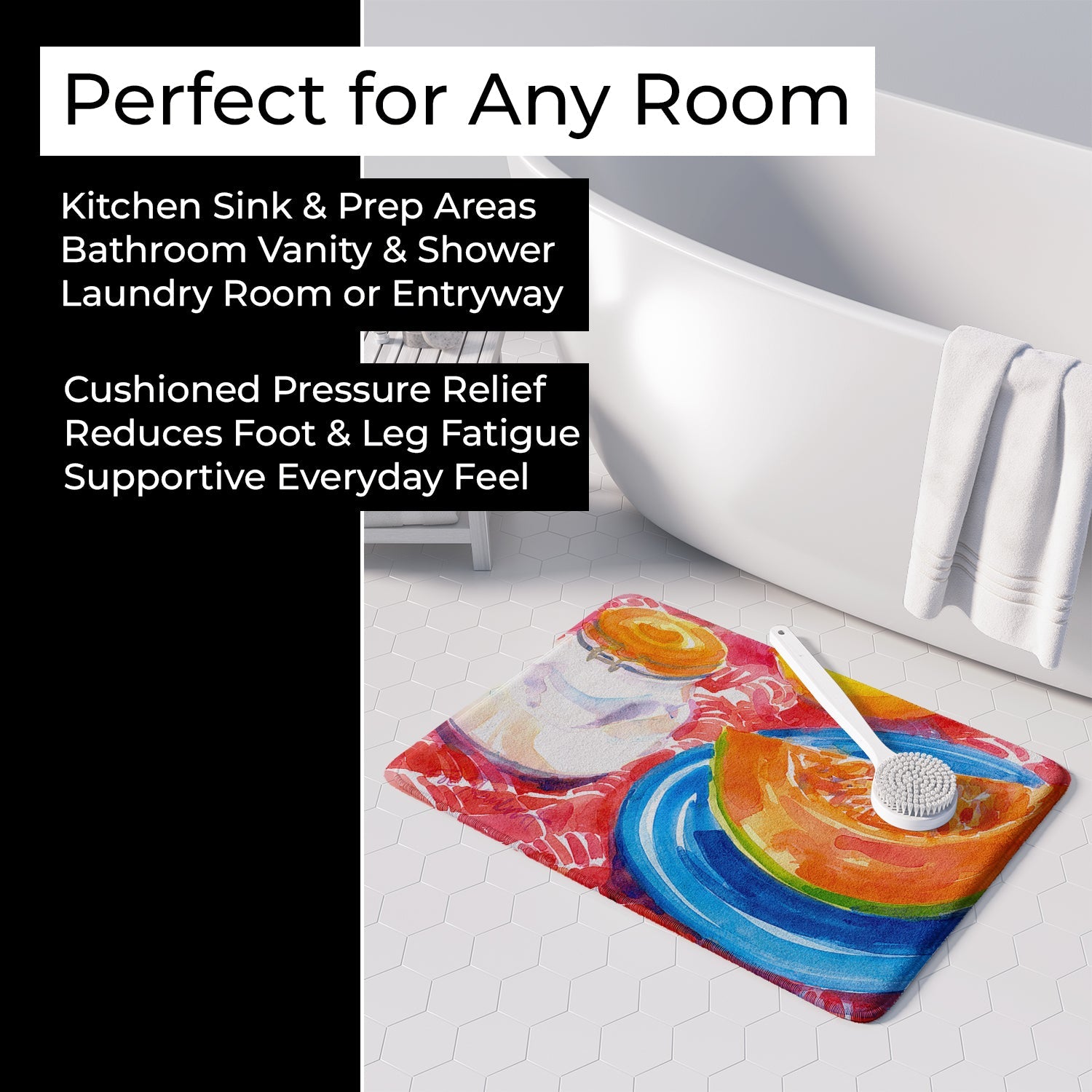 A Slice of Cantelope Memory Foam Kitchen Mat Machine Washable Anti-Fatigue Cushion Comfort Bath or Kitchen Rug