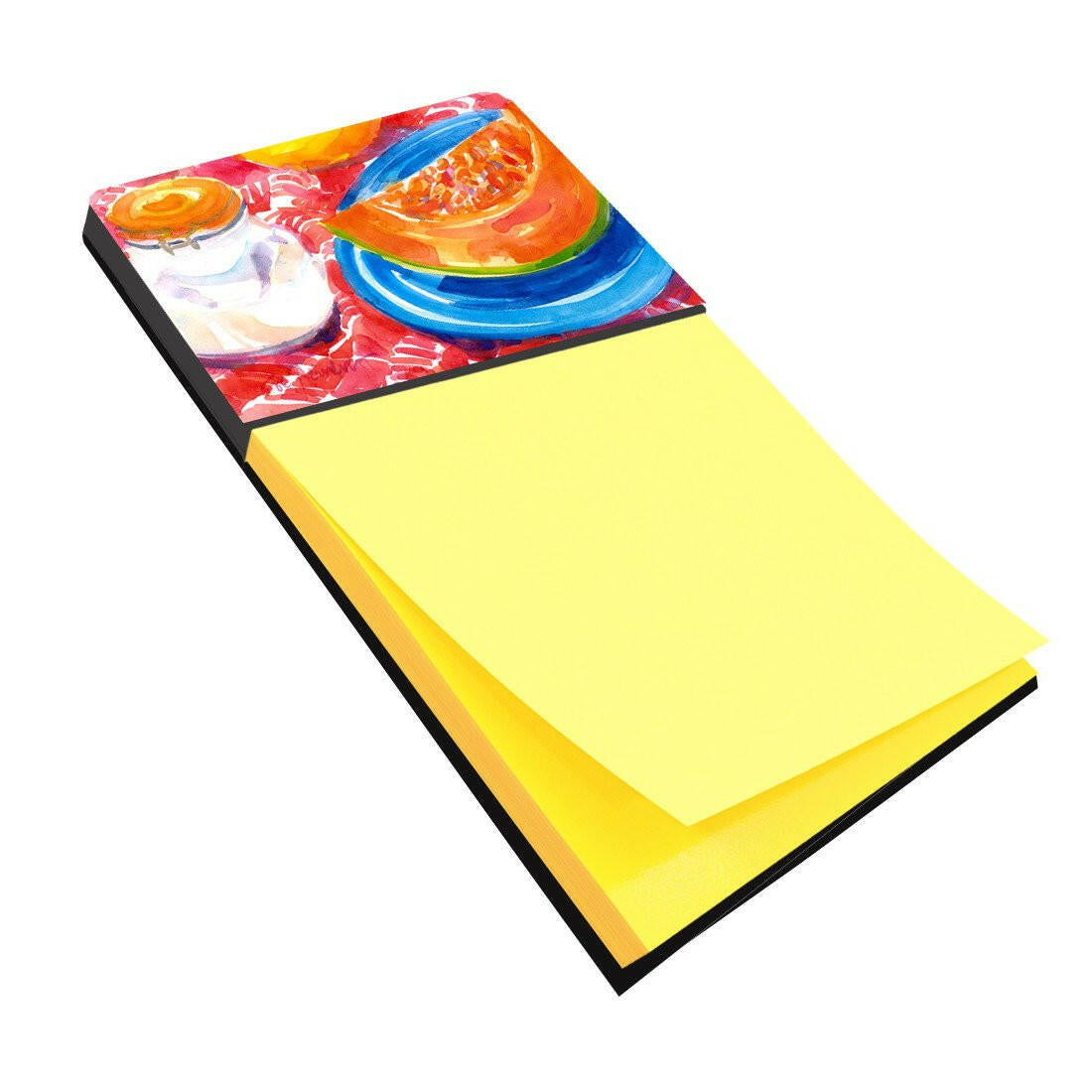 A Slice of Cantelope Watercolor Sticky Note Holder Refillable Dispenser Desk Accessory 3x3 Pad Gift