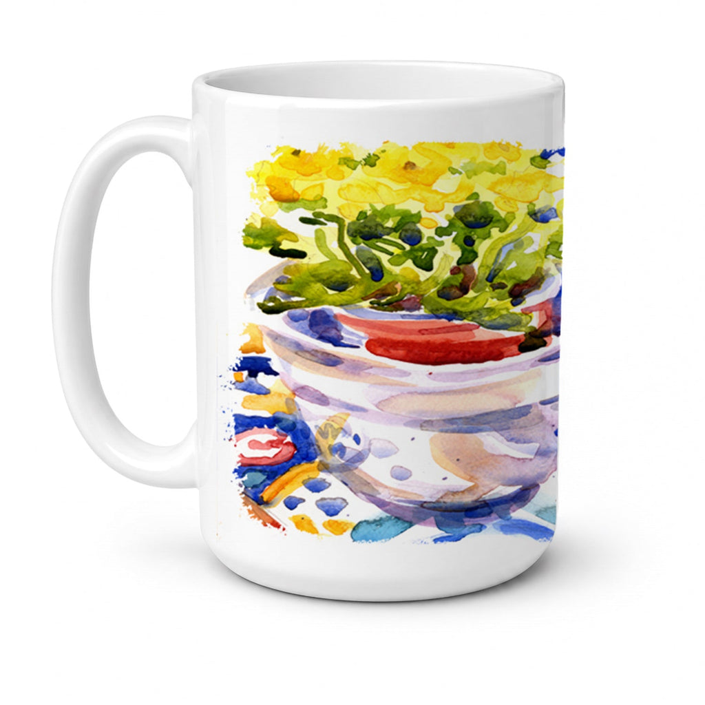 Apples, Plums and Grapes with Flowers Ceramic Coffee Mug 15 oz Decorative Large C Handle Mug Cup for Tea, Cocoa Hot Chocolate