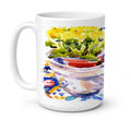 Apples, Plums and Grapes with Flowers Ceramic Coffee Mug 15 oz Decorative Large C Handle Mug Cup for Tea, Cocoa Hot Chocolate