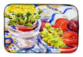 Apples, Plums and Grapes with Flowers Dish Drying Mat Absorbent Dish Drying Mat Pad for Kitchen Counter Dish Drainer Mat for Countertop, 14 x 21", Multicolor