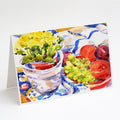 Apples, Plums and Grapes with Flowers Greeting Cards Pack of 8 Blank Cards with Envelopes Whimsical A7 Size 5x7
