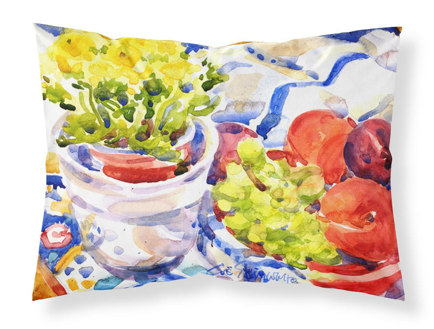 Apples, Plums and Grapes with Flowers Standard Pillowcase Lightweight Super Soft Easy Care Decorative Artwork Pillowcase, Standard