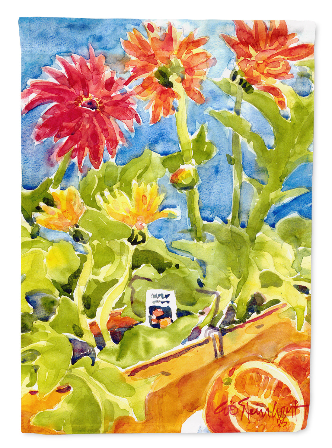 Flower - Gerber Daisies House Flag 28x40 Porch Sleeve Pole Decorative Outside Yard Banner Artwork Wall Hanging, Polyester