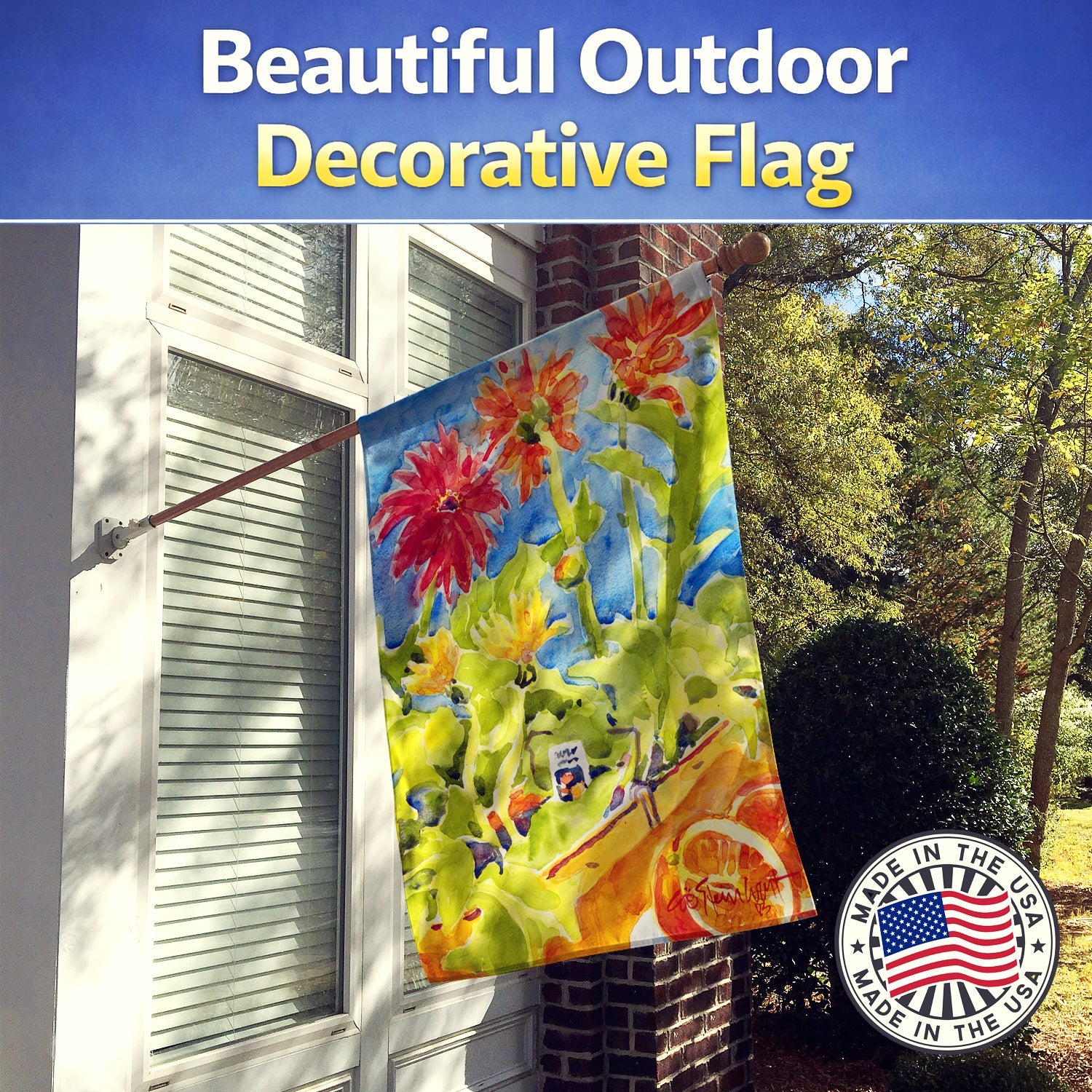 Flower - Gerber Daisies House Flag 28x40 Porch Sleeve Pole Decorative Outside Yard Banner Artwork Wall Hanging, Polyester