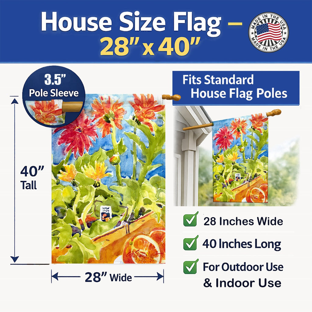 Flower - Gerber Daisies House Flag 28x40 Porch Sleeve Pole Decorative Outside Yard Banner Artwork Wall Hanging, Polyester