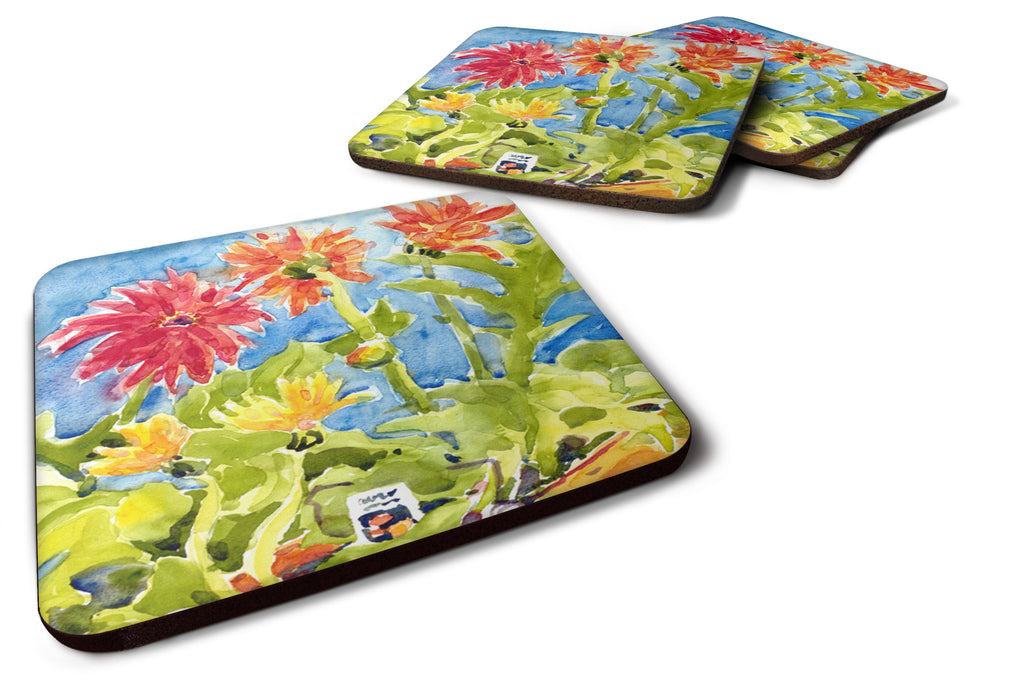 Flower - Gerber Daisies Foam Coasters Set of 4 Cup Coasters for Indoor Outdoor, Tabletop Protection, Anti Slip, Mouse pad Material