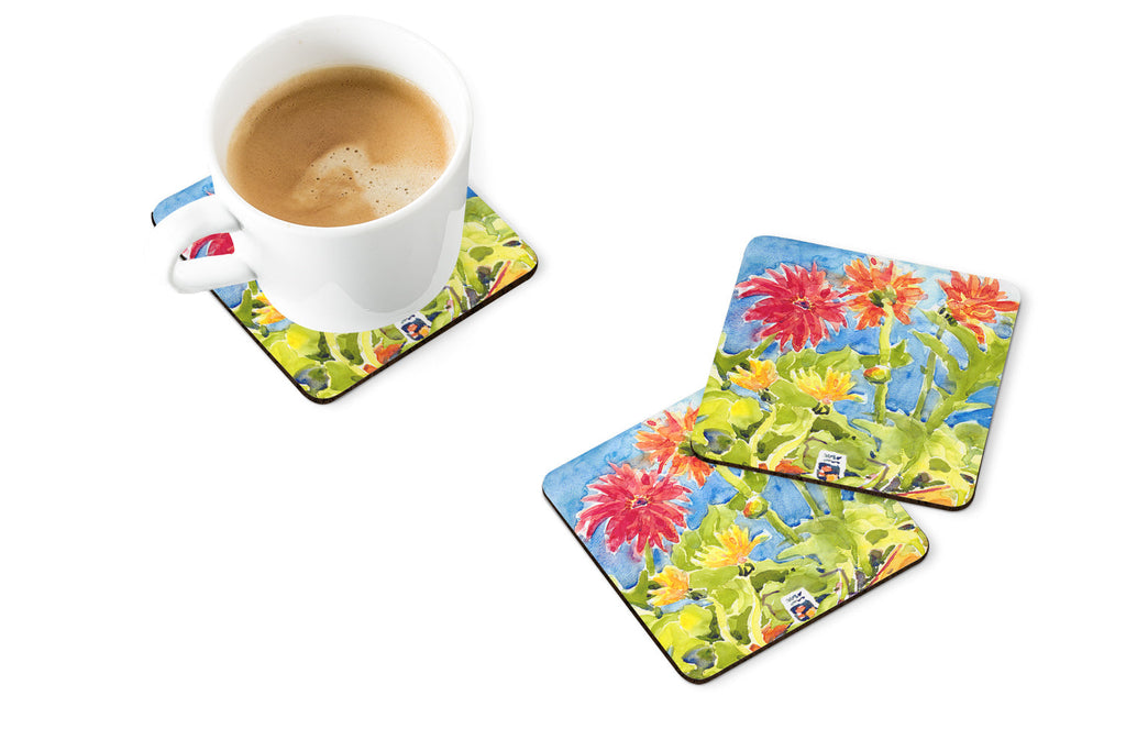 Flower - Gerber Daisies Foam Coasters Set of 4 Cup Coasters for Indoor Outdoor, Tabletop Protection, Anti Slip, Mouse pad Material