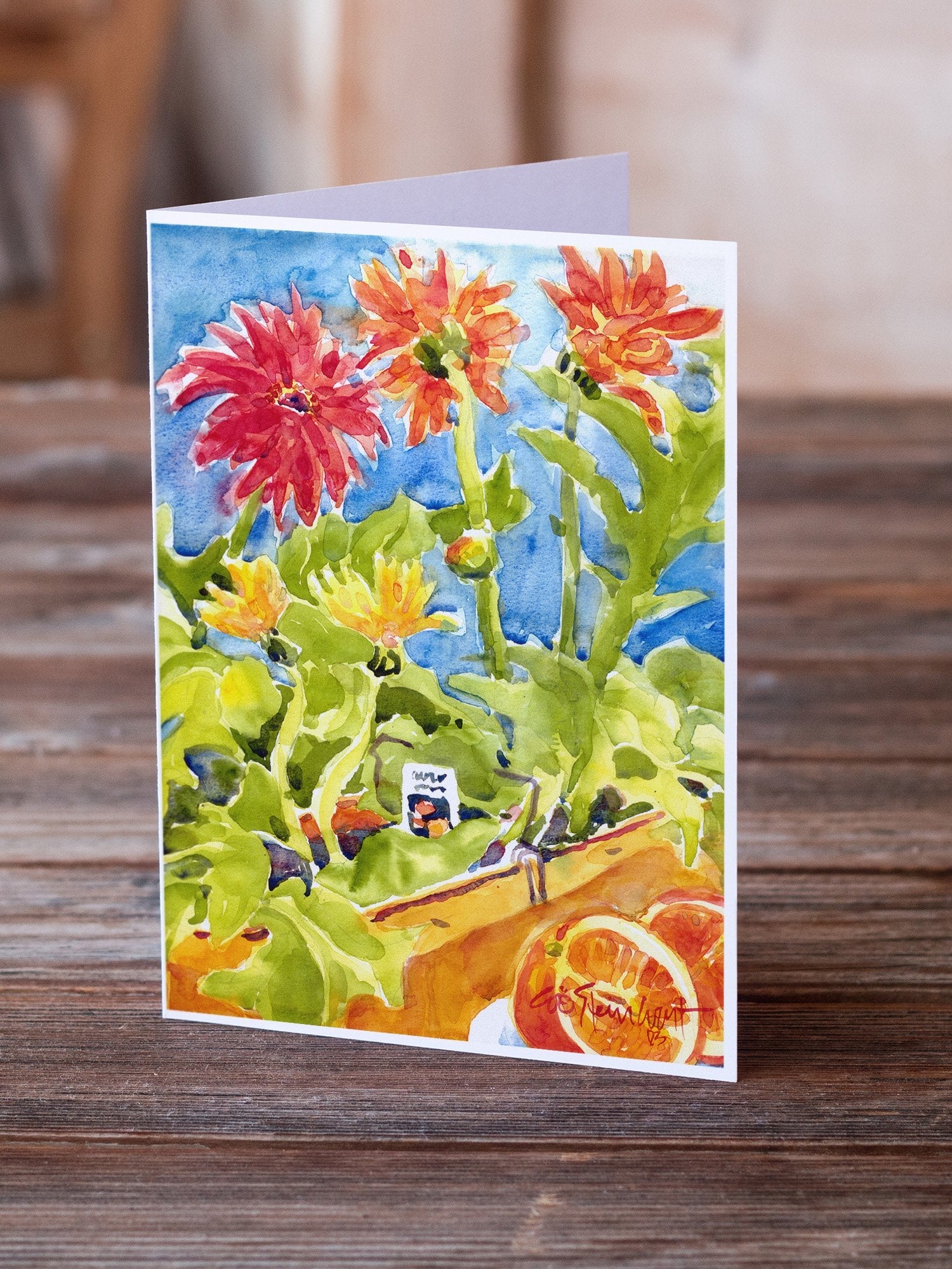 Flower - Gerber Daisies Greeting Cards Pack of 8 Blank Cards with Envelopes Whimsical A7 Size 5x7