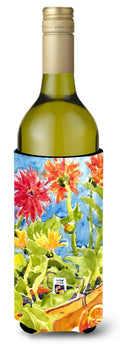 Flower - Gerber Daisies Wine Bottle Hugger Gift Sleeve for Standard 750 ml Bottles, Insulated Reusable Also Fits Mini Shot & Pint Bottles