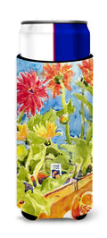 Flower - Gerber Daisies Slim Can Hugger , Insulated Foam Hugger for 12 oz Slim Cans, Beer Bottles & Water Bottles, Printed in USA