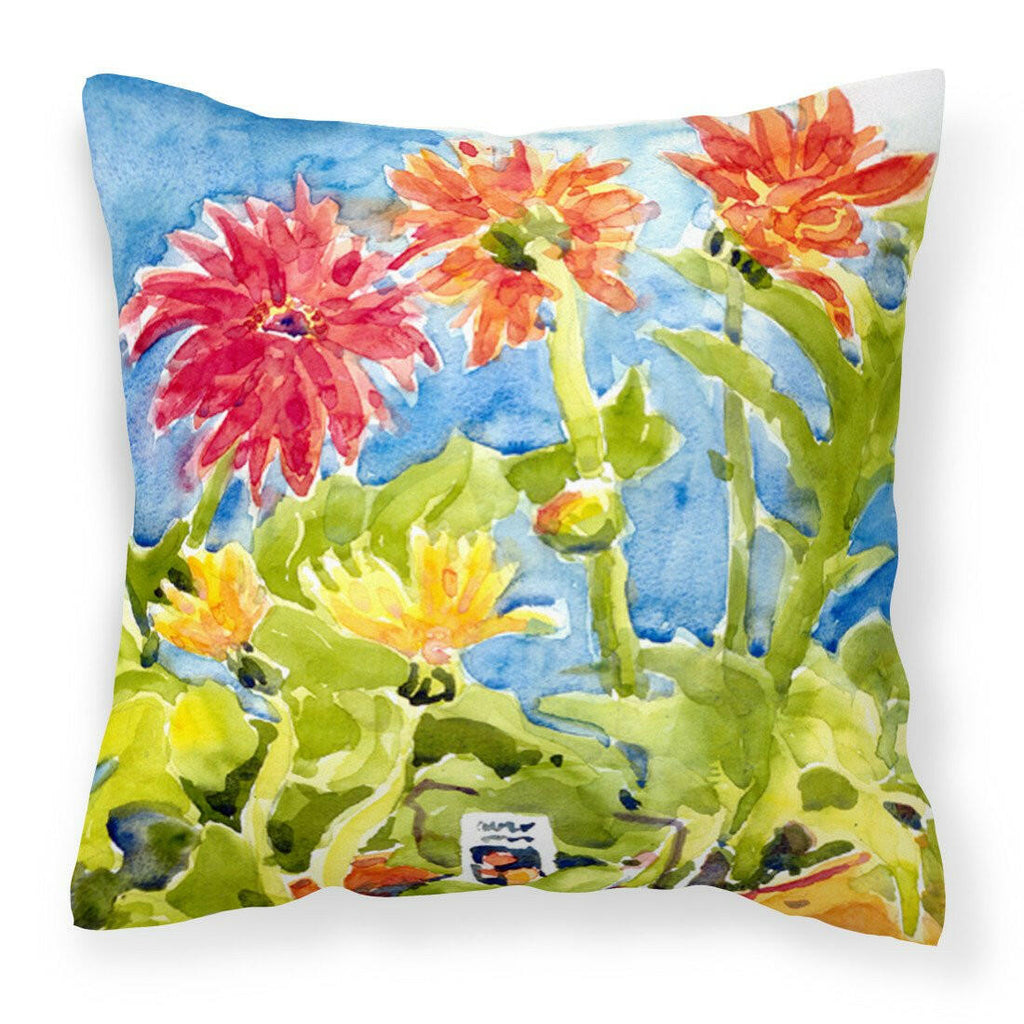 Flower - Gerber Daisies Decorative Throw Pillow 14x14 Indoor Outdoor Accent Cushion, Fabric Cover with Insert for Sofa, Bed, Porch & Living Room